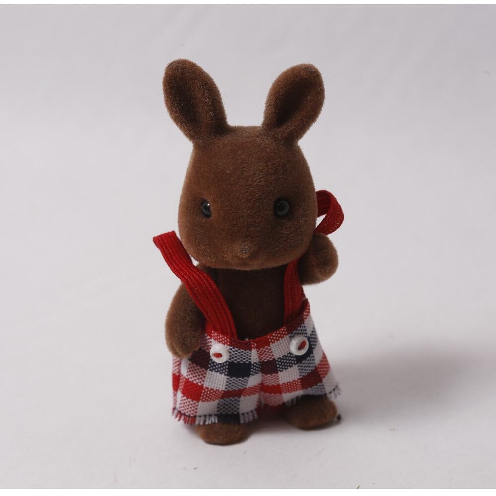 80s Sylvanian Families Wildwood Rabbit Brother Flocked Figure ~ 260812-WH 1238